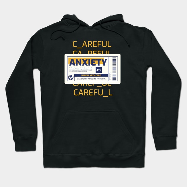 Anxiety Handle With Care Warning Hoodie by Tip Top Tee's